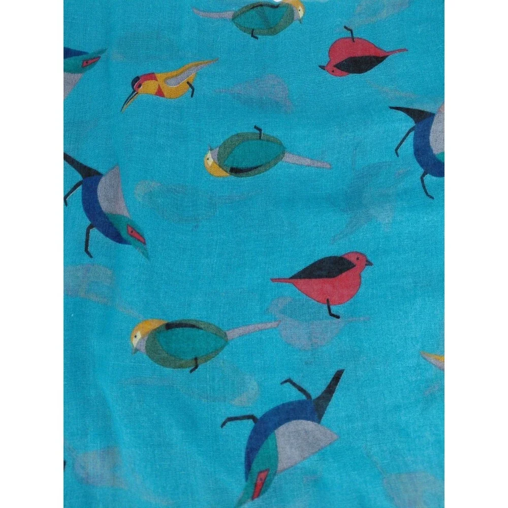 New Bird Blue Scarf Embellish Wrap Accessory Trendy Polyester Trend-eyes